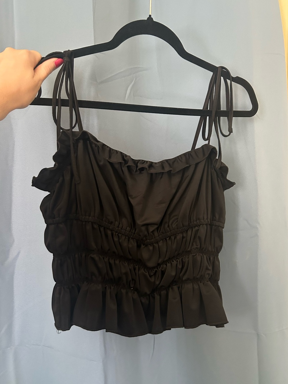Versona Black Ruched Tie-Shoulder Camisole